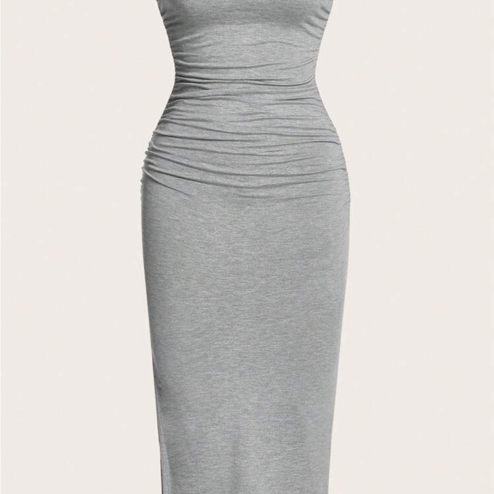 Elegant Gray Sleeveless Dress